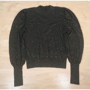 Evereve Leslie Lurex Metallic Sweater Women's Sz M Blouse Puff Sleeve Futuristic